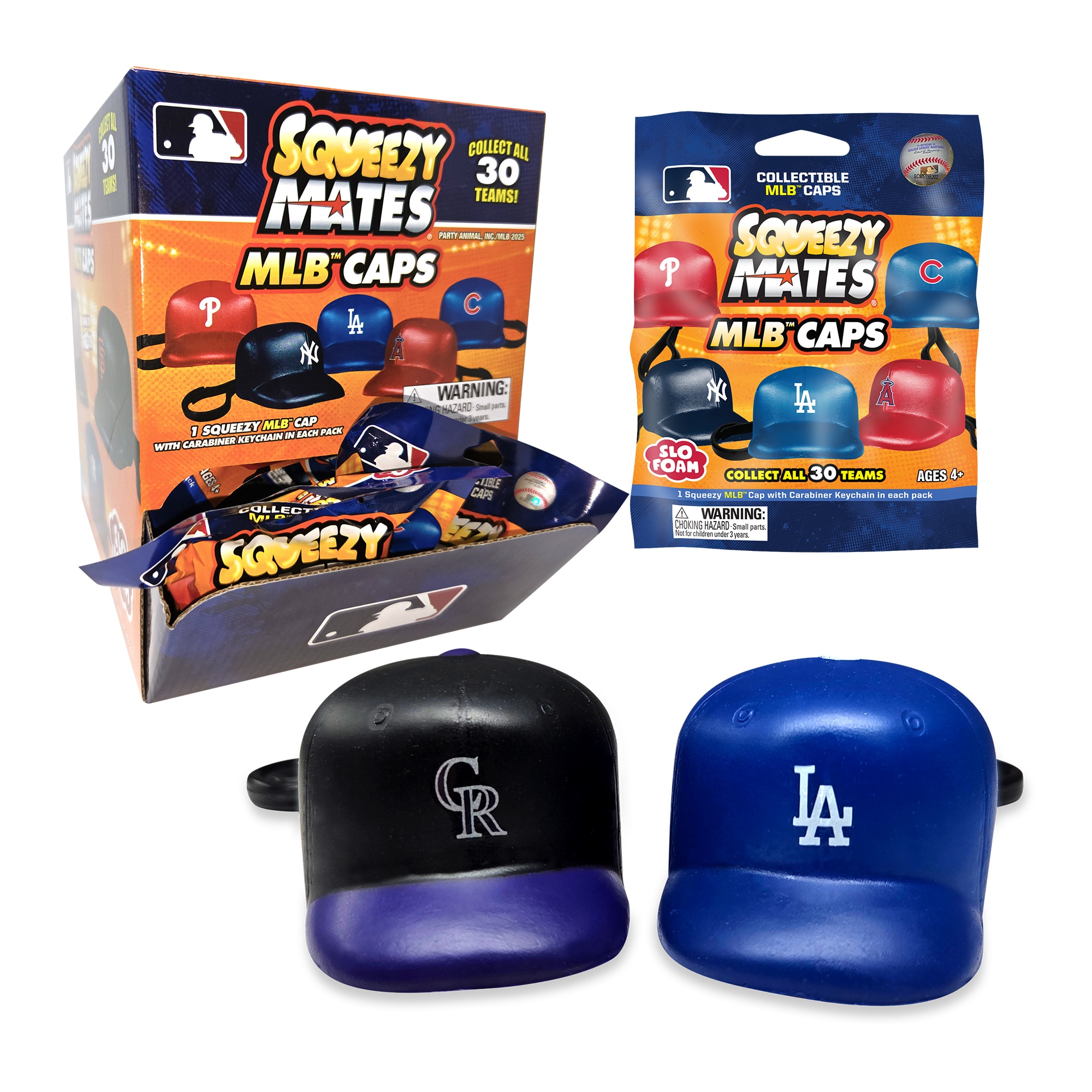 MLB Squeezy Caps Blind Pack Display - 24CT
