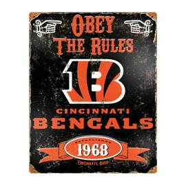 Cincinnatti Bengals Embossed Metal Sign