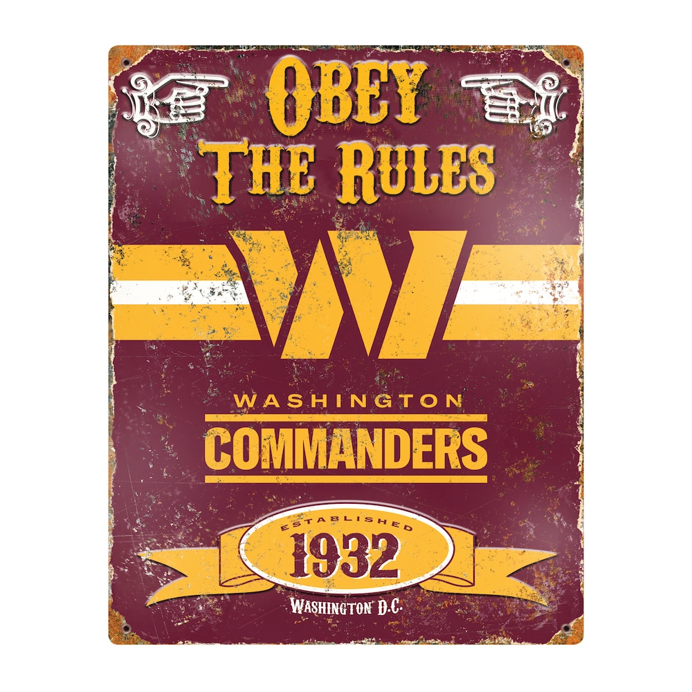 Washington Commanders Embossed Metal Sign