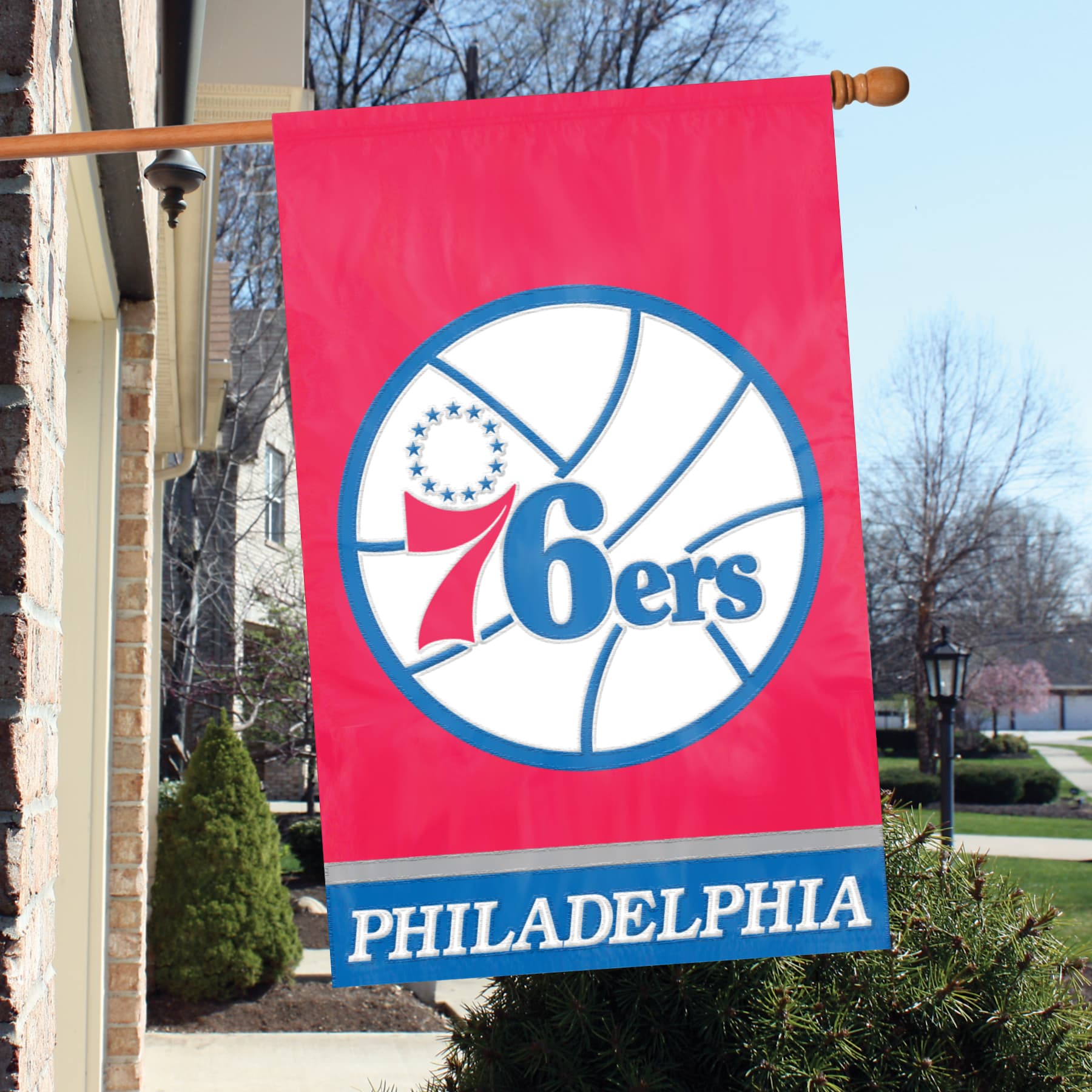 Philadelphia 76ers 28" x 44" Applique Banner Flag