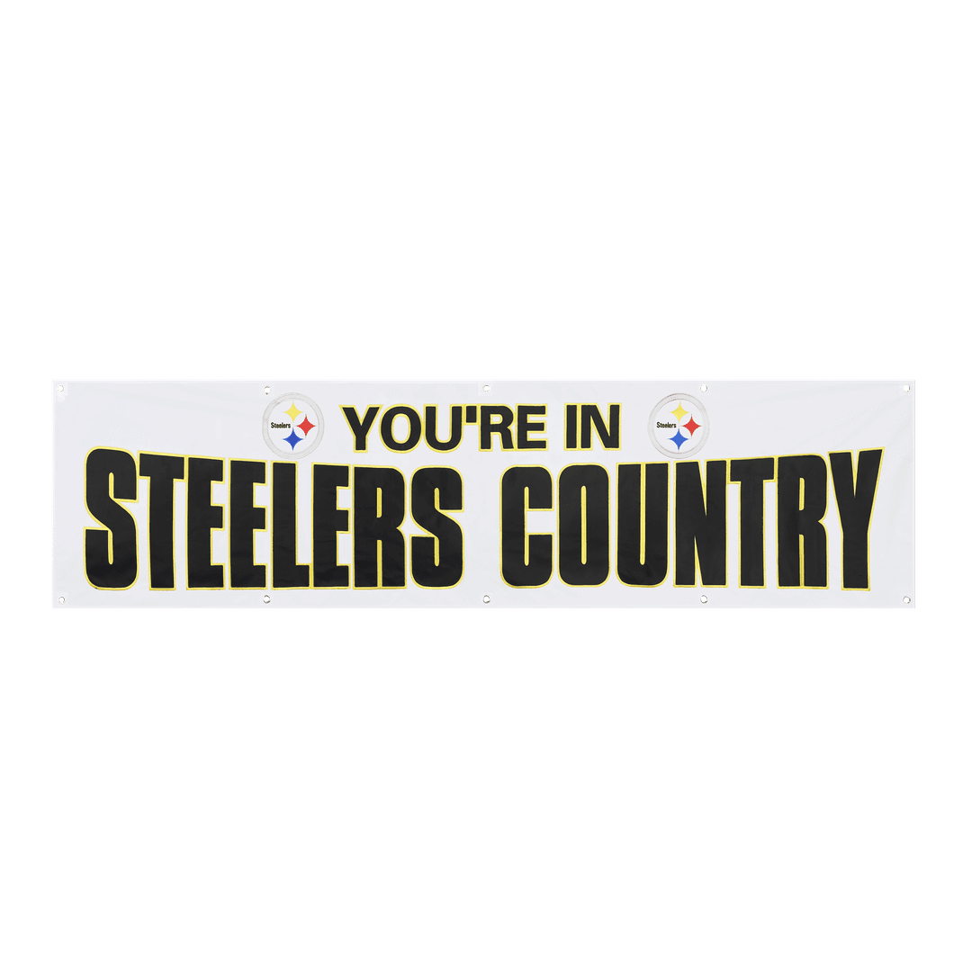 Pittsburgh Steelers Giant 8 x 2 Banner White - Steelers Country