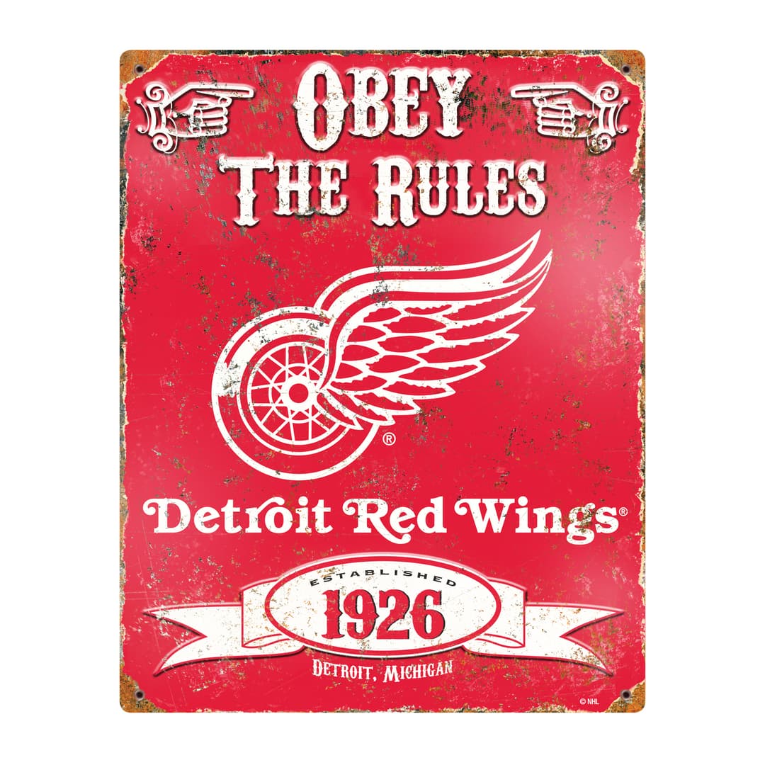 Detroit Red Wings Embossed Metal Sign