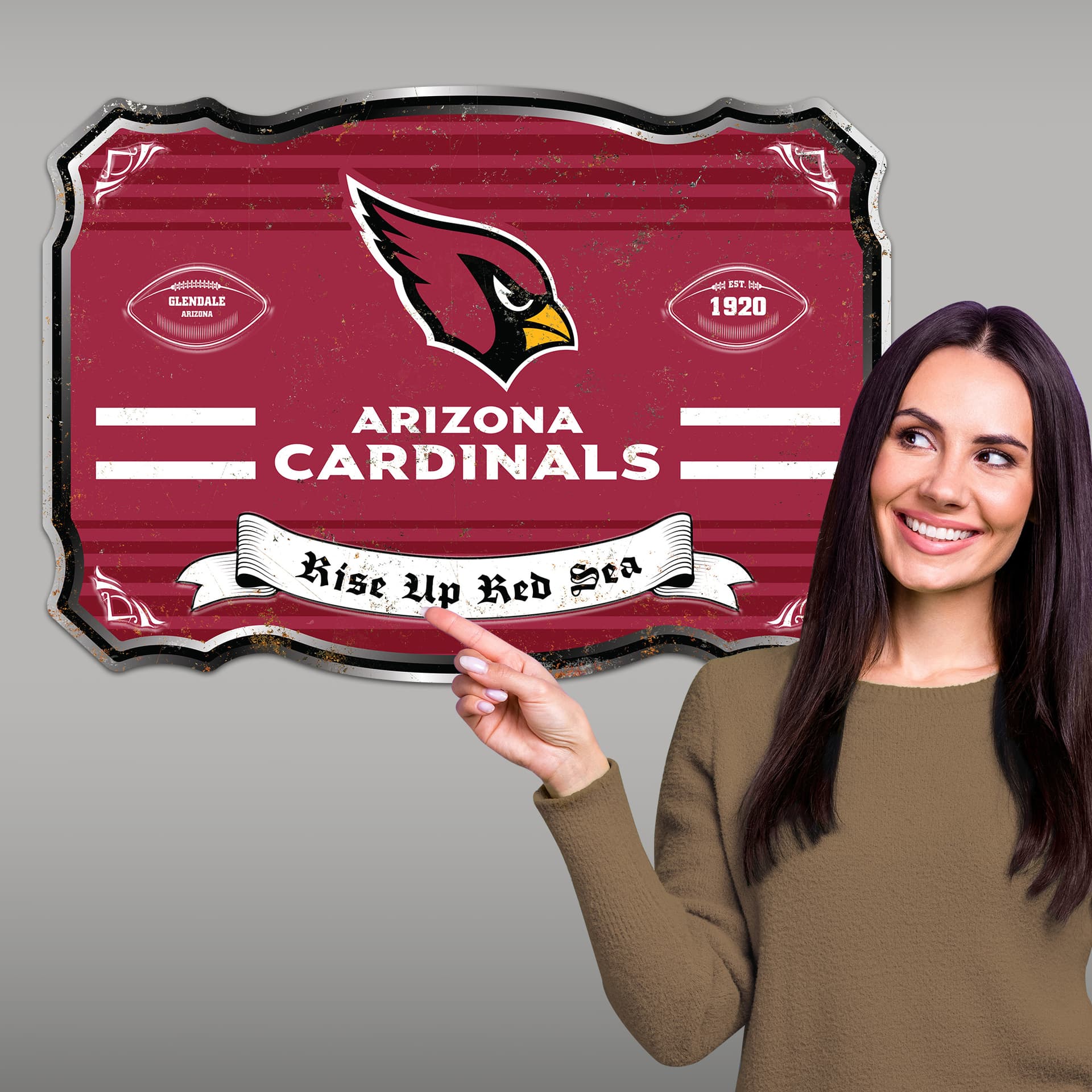 Arizona Cardinals Embossed Metal Sign