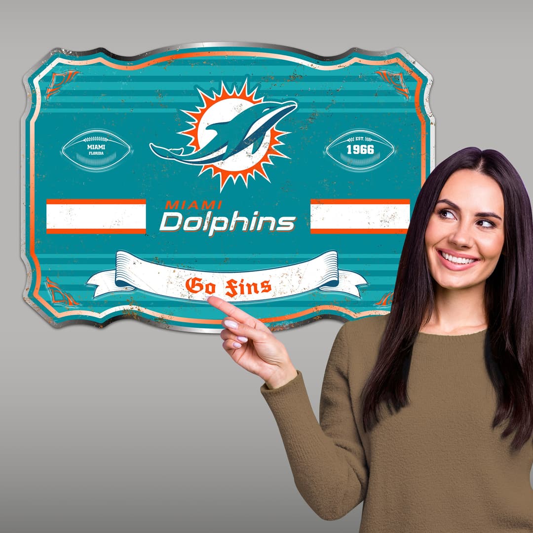 Miami Dolphins Embossed Metal Sign