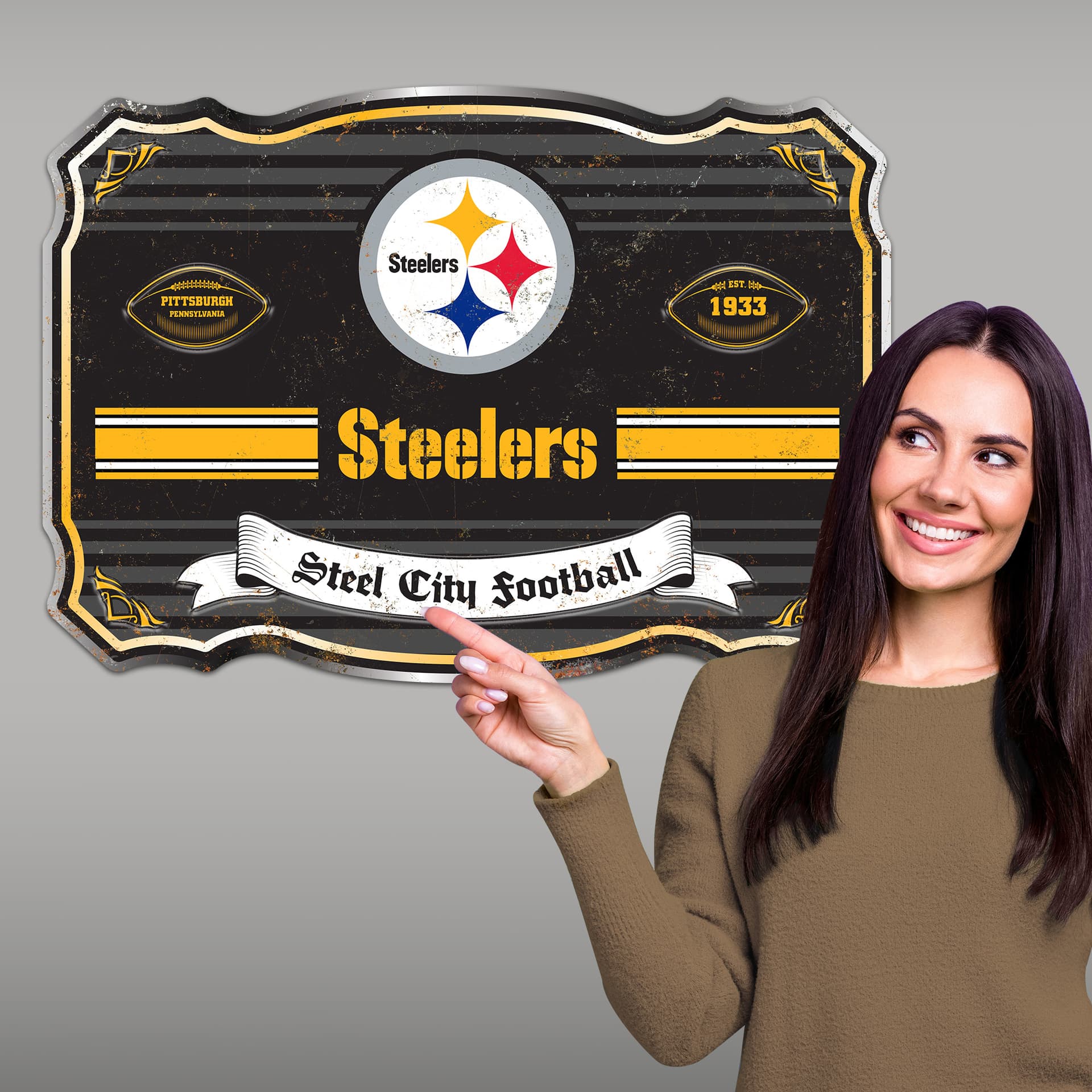 Pittsburgh Steelers Embossed Metal Sign