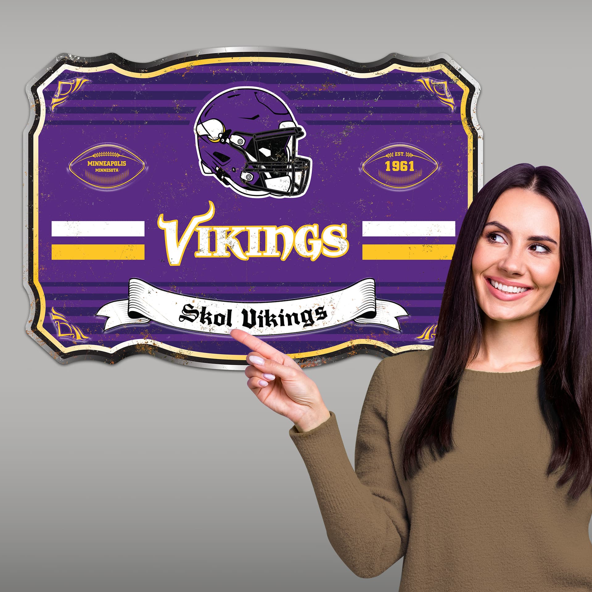 Minnesota Vikings Embossed Metal Sign