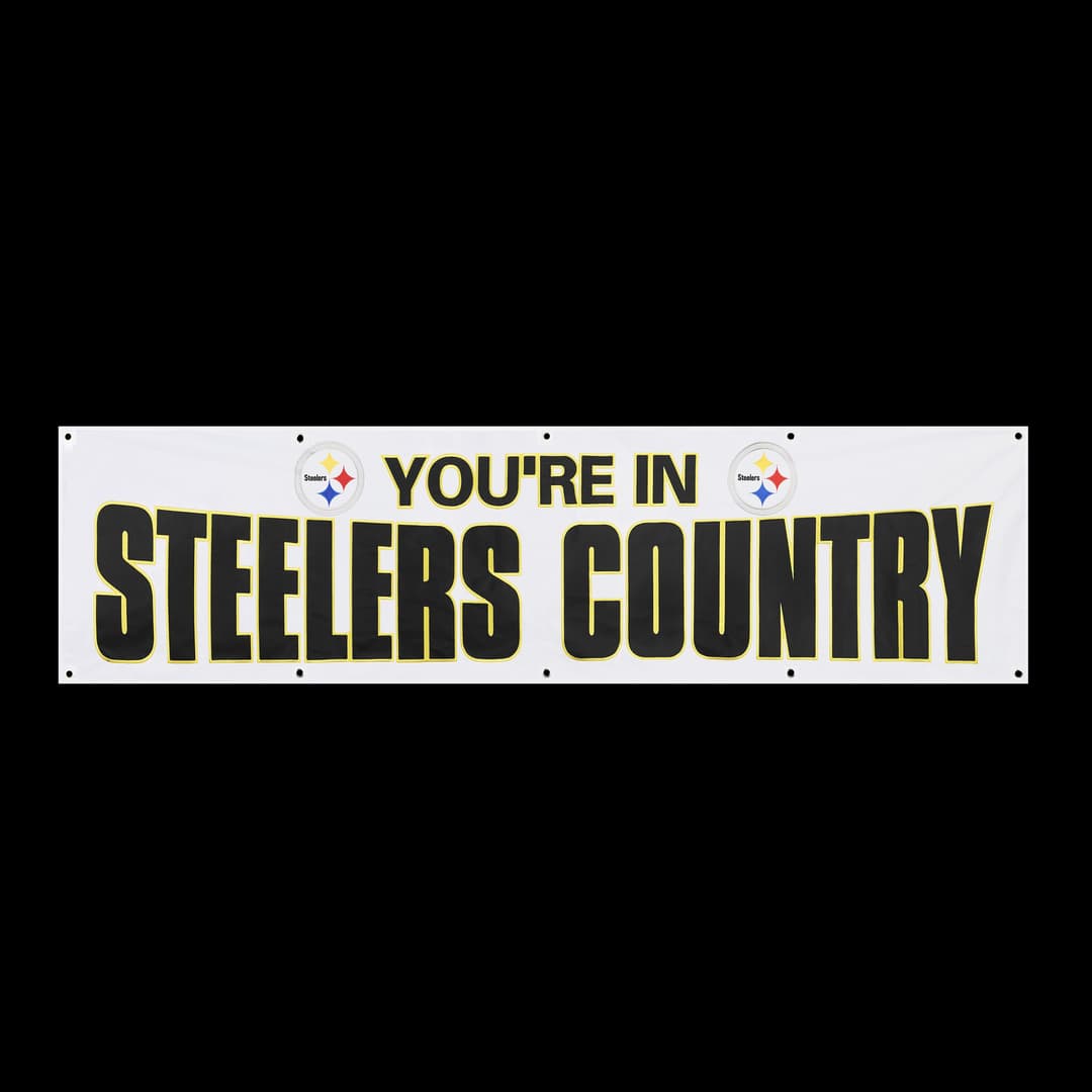 Pittsburgh Steelers Giant 8 x 2 Banner White - Steelers Country