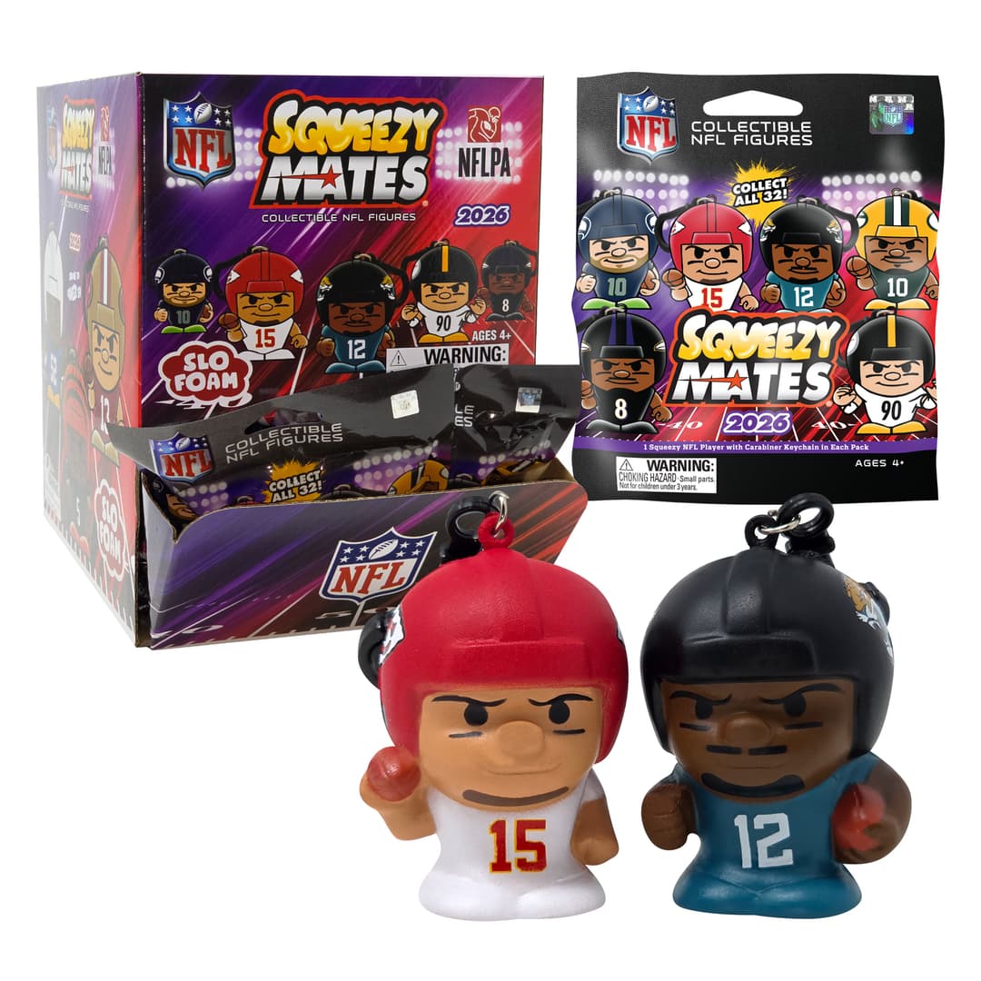 SqueezyMates NFL 2026 Gravity Feed Display