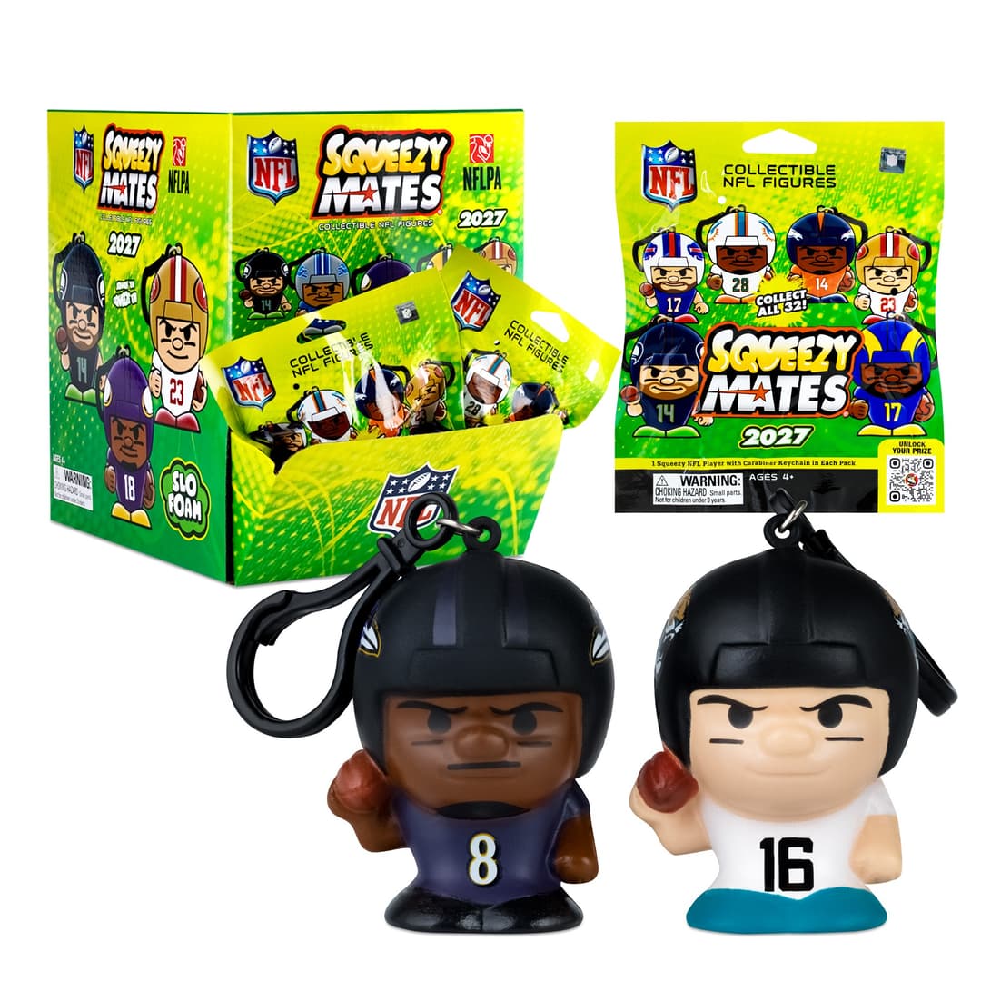 SqueezyMates NFL 2027 Gravity Feed Display