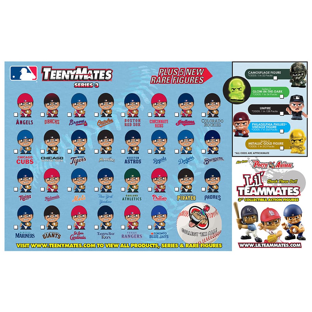 4 Blind Packs, TeenyMates MLB Series 3