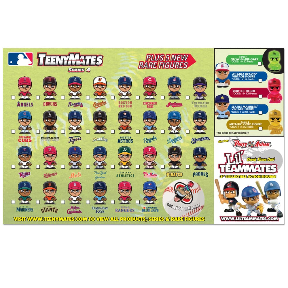 4 Blind Packs, TeenyMates MLB Series 4