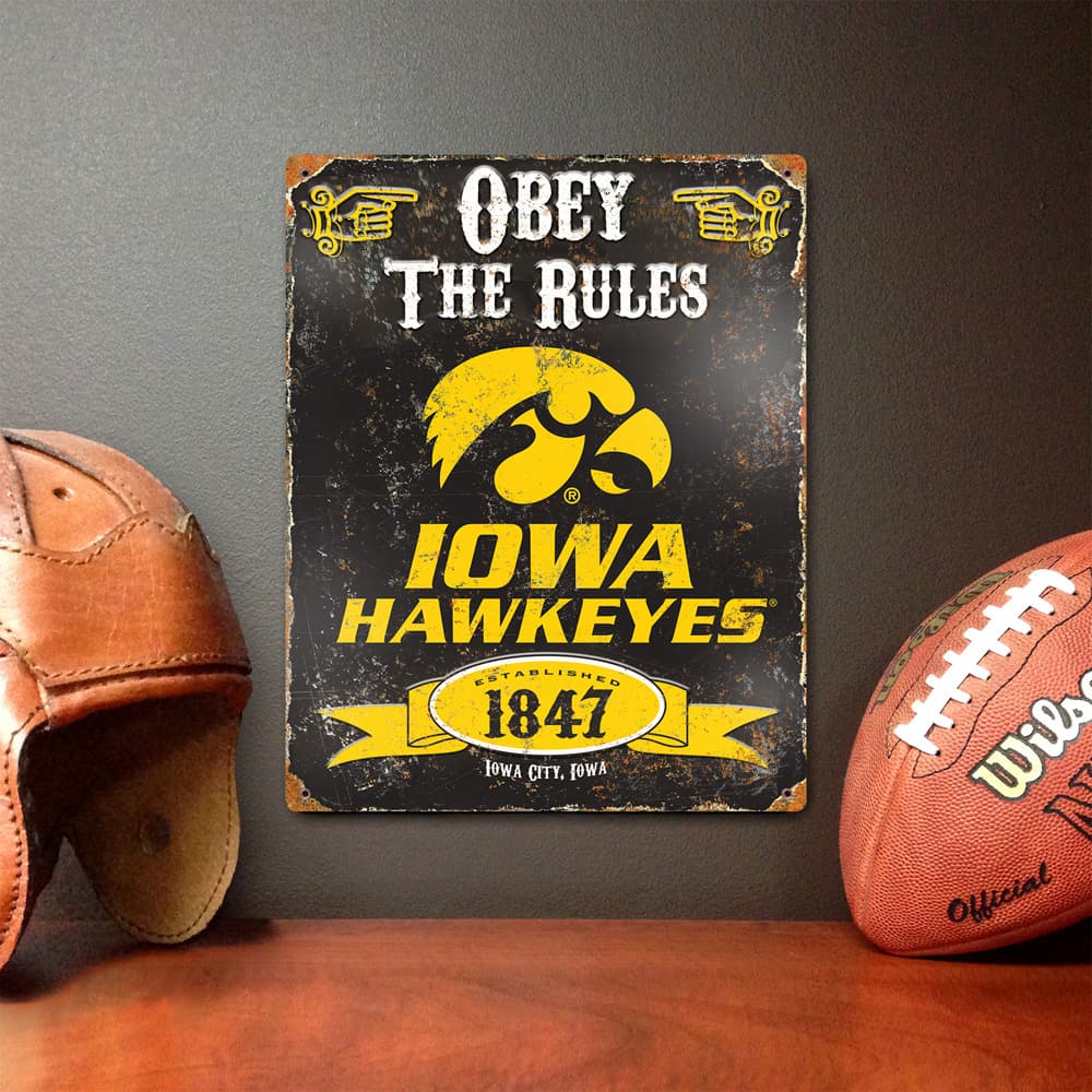 Iowa Hawkeyes Embossed Metal Sign
