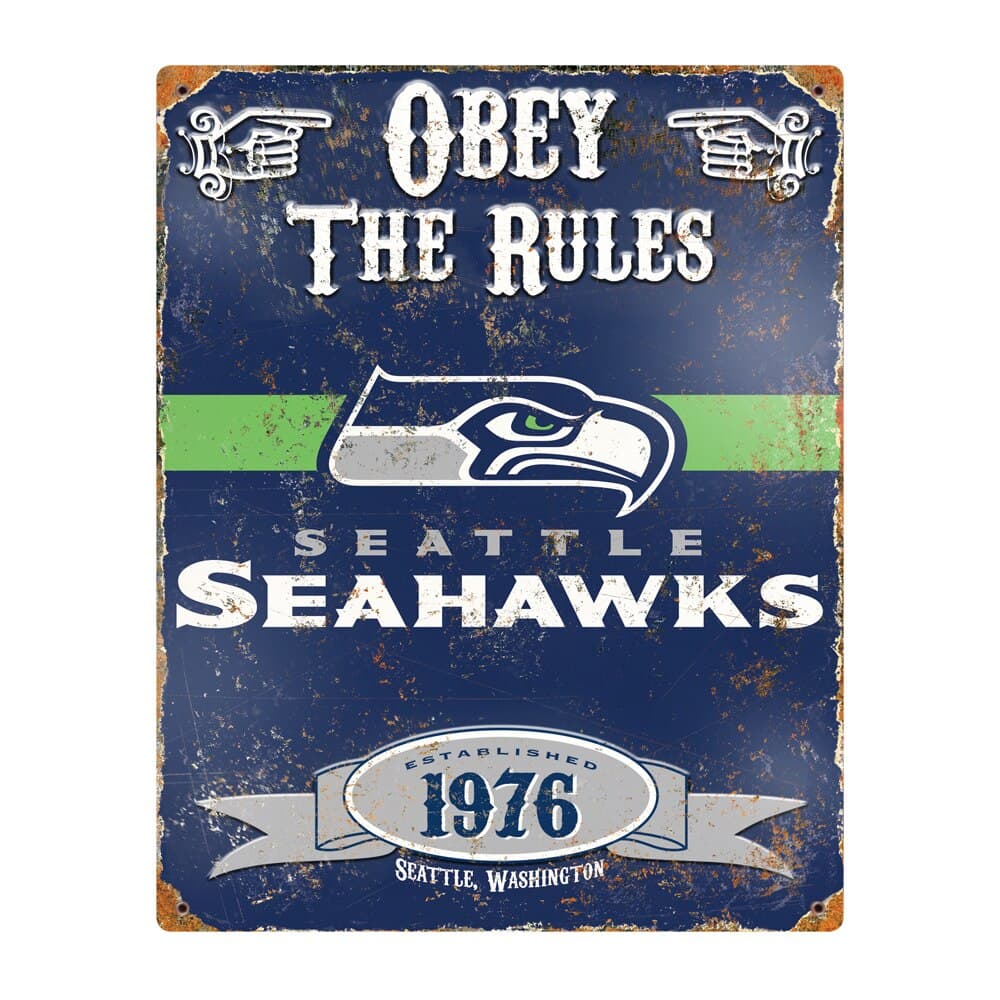 Seattle Seahawks Pub-Style Embossed Metal Sign