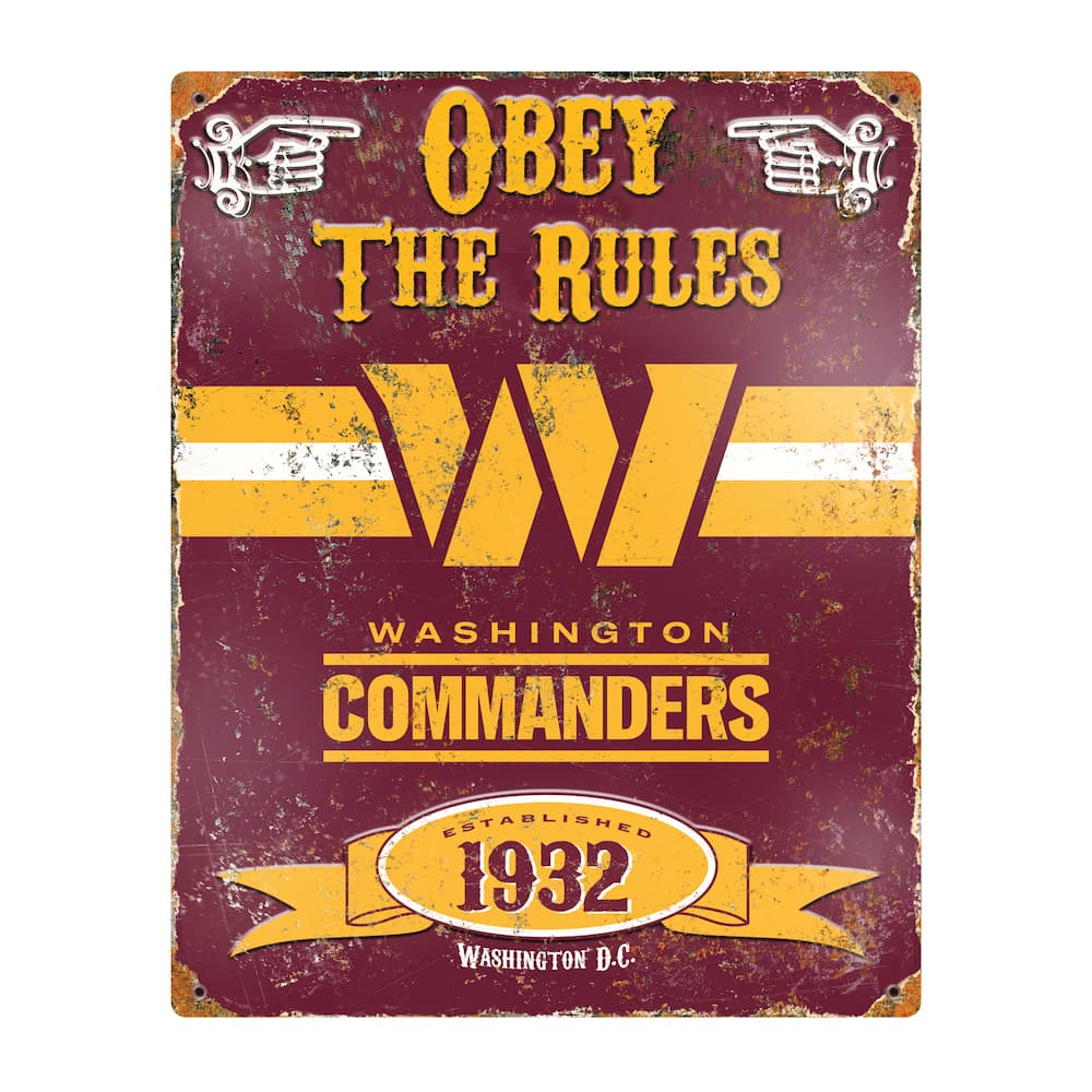 Washington Commanders Pub-Style Embossed Metal Sign