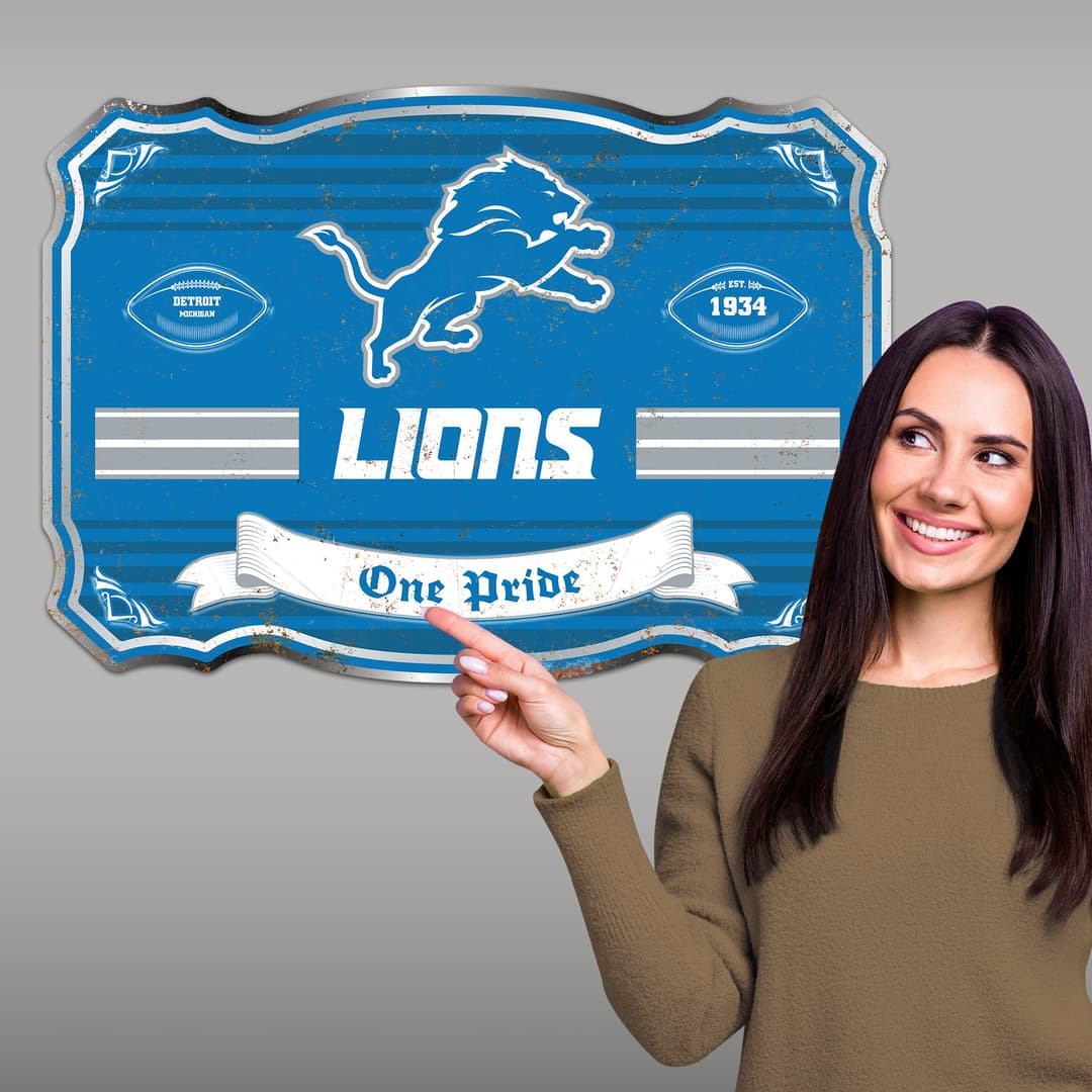 Detroit Lions Embossed Metal Sign