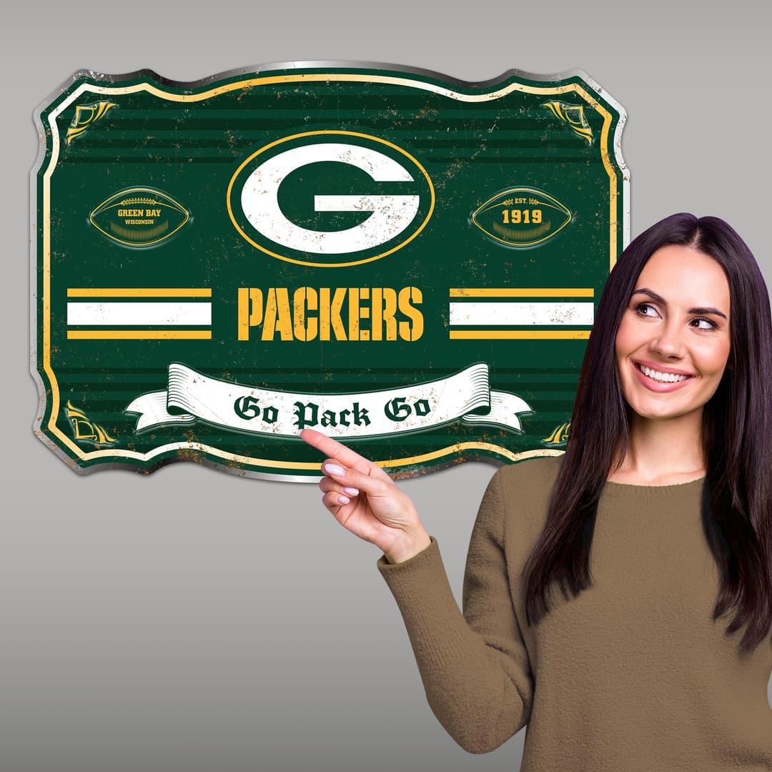 Green Bay Packers Embossed Metal Sign