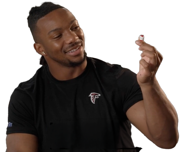 Bijan Robinson holding a TeenyMates figure